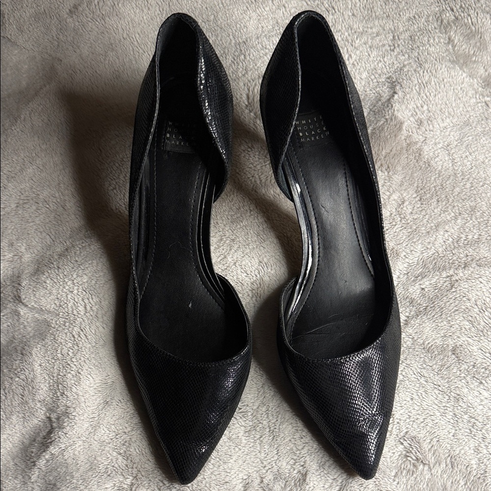 White House Black Market Black Textured Heels